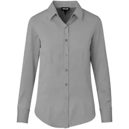 Ladies Long Sleeve Nottingham Shirt Grey Front